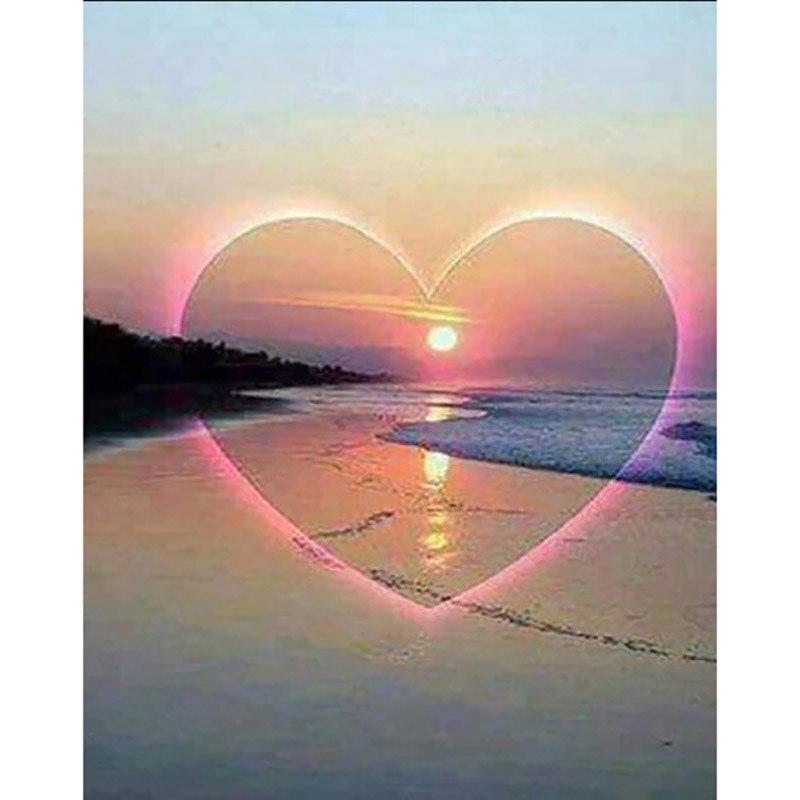 

DIY 5D алмазная живопись Пейзаж Закат Полный круглый дрель Вышивка Мозаика Пейзаж Пляжная картина Стразы Декор Подарок Full Round 25x35CM