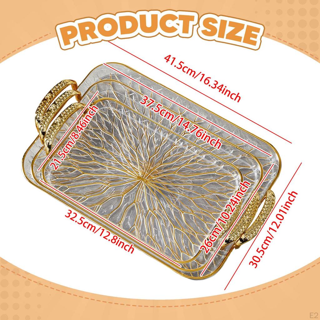 3 Pieces Serving Tray with Handle Coffee Tea Jewelry Storage for Entertaining Living