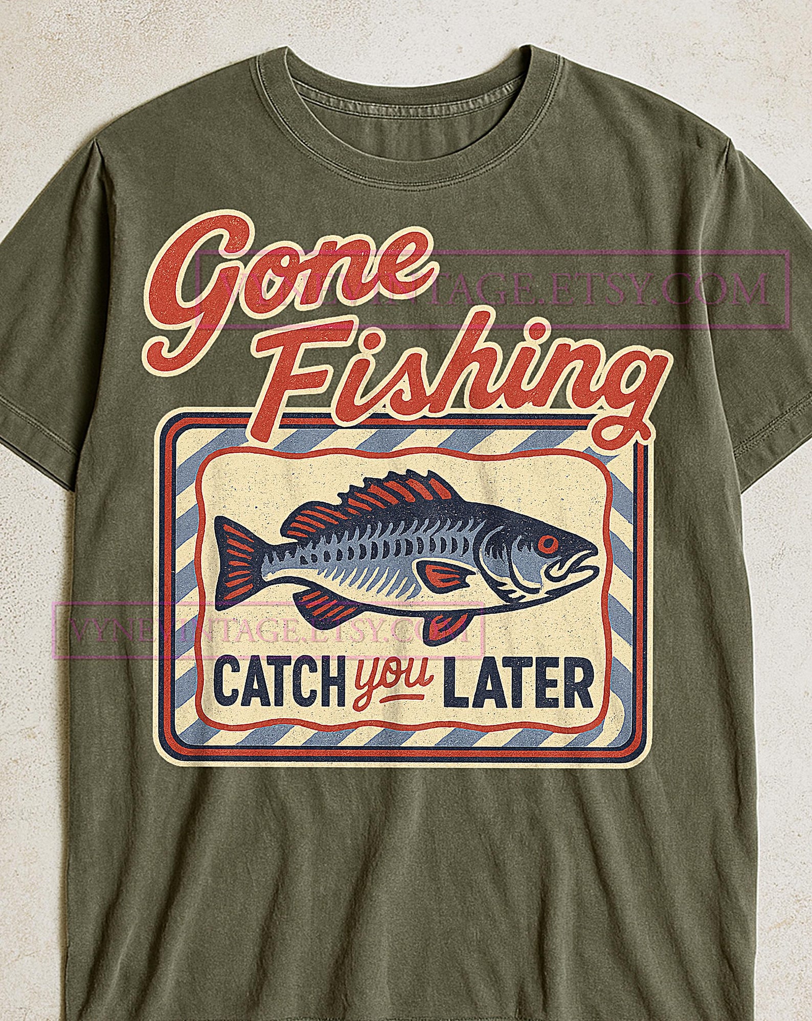 Gone Fishing Catch You Later T-Shirt, Fishing Shirt Retro Cartoon Tee, Outdoor Adventure Shirt, Vintage Angler Gift XL