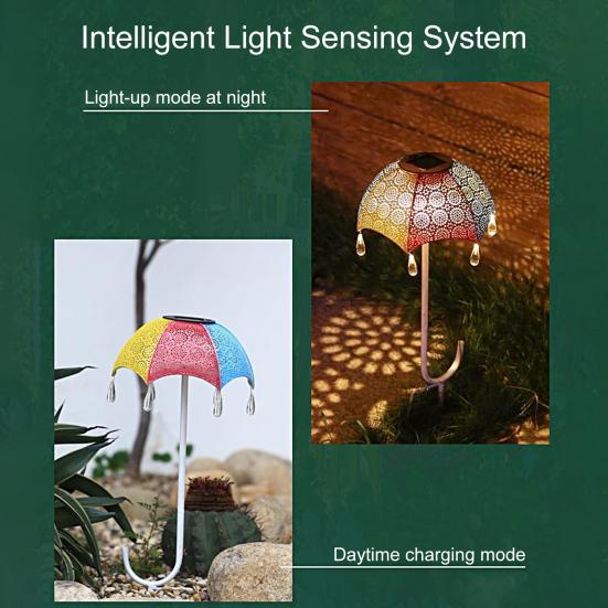 Solar Light Creative Realistic Looking Shape High Waterproof Brightness Easy Installation Decorative Iron Umbrella Style