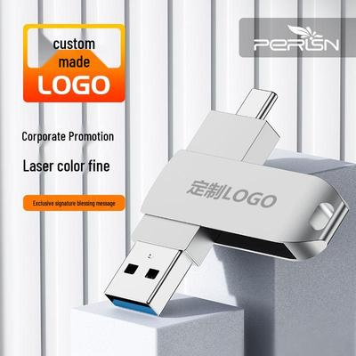 256GB High-Speed Rotating USB Flash Drive: Dual-Use Type-C, Metal Design for Phone & Computer