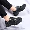 Fashion Casual Trend Lace Up Men's Thick Soled Leather Shoes Versatile Trendy Shoes British Style Luxury Outdoor Height Increasing Shoes