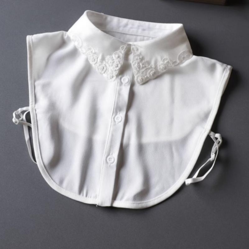 Handmade White Fake Collar for Women Lapel Shirt Detachable Collar Sweater Suits Removable Half Shirt False Collar Neck Ties