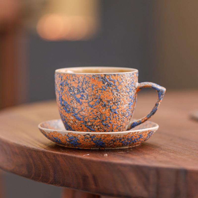 Ceramic Coffee Cup And Saucer Set Retro Afternoon Tea Latte Cup High Value Mug