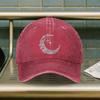 Moon Star Design Washed Baseball Cap Adjustable Cotton Denim Hat Casual