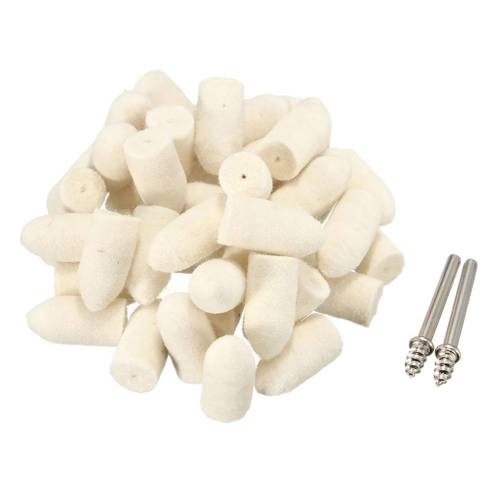 45Pcs Grinding Polishing Pad Accessories 20mm Wool Felt Polishing Buffing Wheel2Pcs 35mm Shanks For Rotary Tool