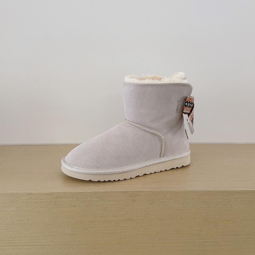 Women's Mid-Calf Bow Snow Boots - Plus Velvet, Thick Warm Cotton, Large Size Winter Footwear