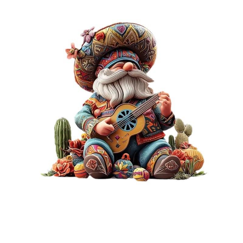 Bohemian Tree Spirit Musician Acrylic Statue - 7.9" Desktop Decor