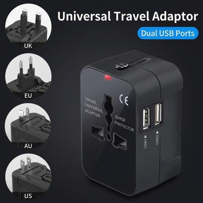 Doppel-USB-Anschlüsse Universeller Reiseadapter UK auf EU-Steckeradapter Wandladegerät AC-Netzteil Weltweit für USA EU UK AUS