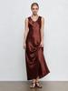Elegant Satin Slim-Fit U-Neck Sleeveless Dress for Seaside Vacations