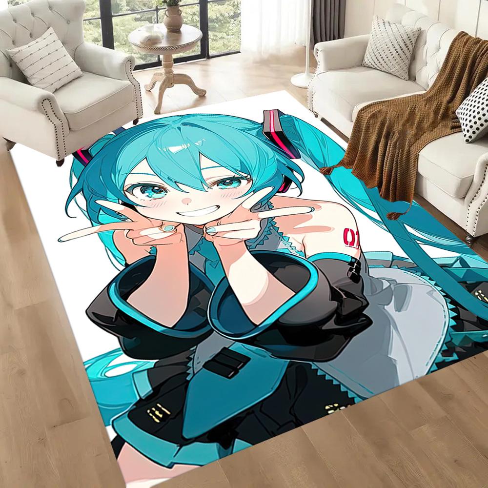 Hatsune Miku Style Square rugs are a great choice for living rooms, bedrooms, home décor, and as gifts.