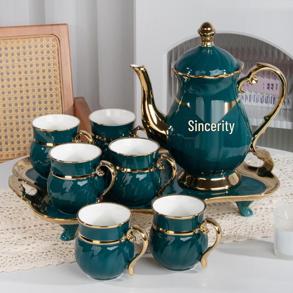 Keramická souprava na čajové náčiní Labuť 8dílná sada šálků a konvičky