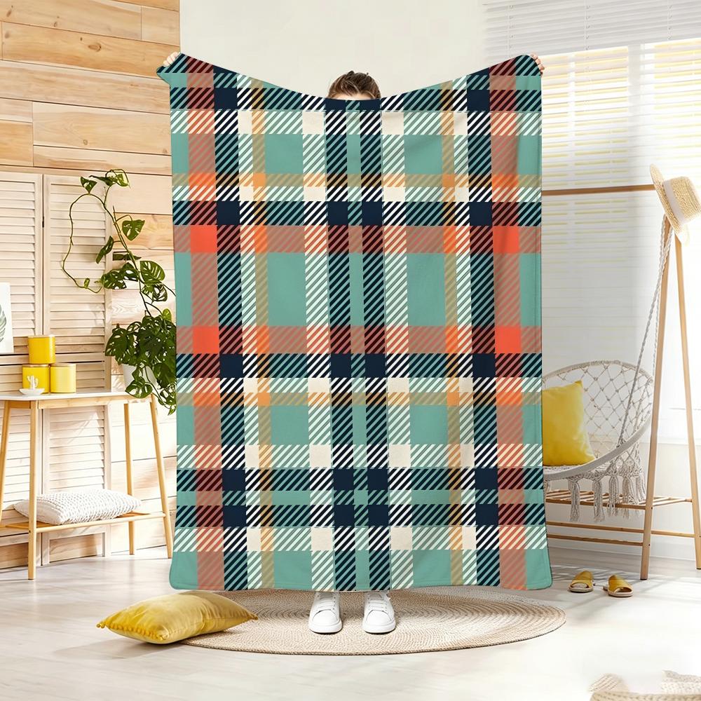 Retro Seamless Pattern Throw Lightweight 240G Flannel Blanket Soft Skin-Friendly For Summer Cooling