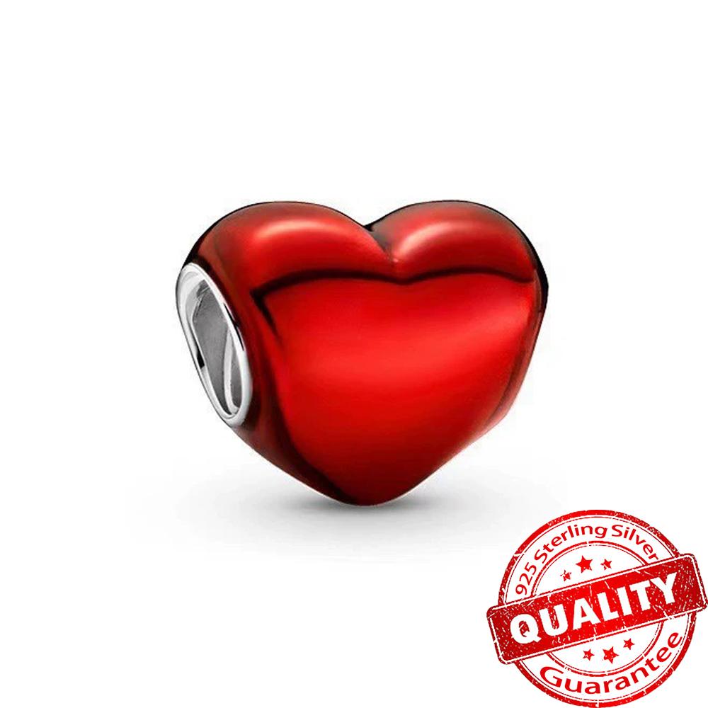 Dazzling Copper Metal Colorful Series Heart Charm Fit Original Bracelet Diy Jewelry Accessories Heart Beads