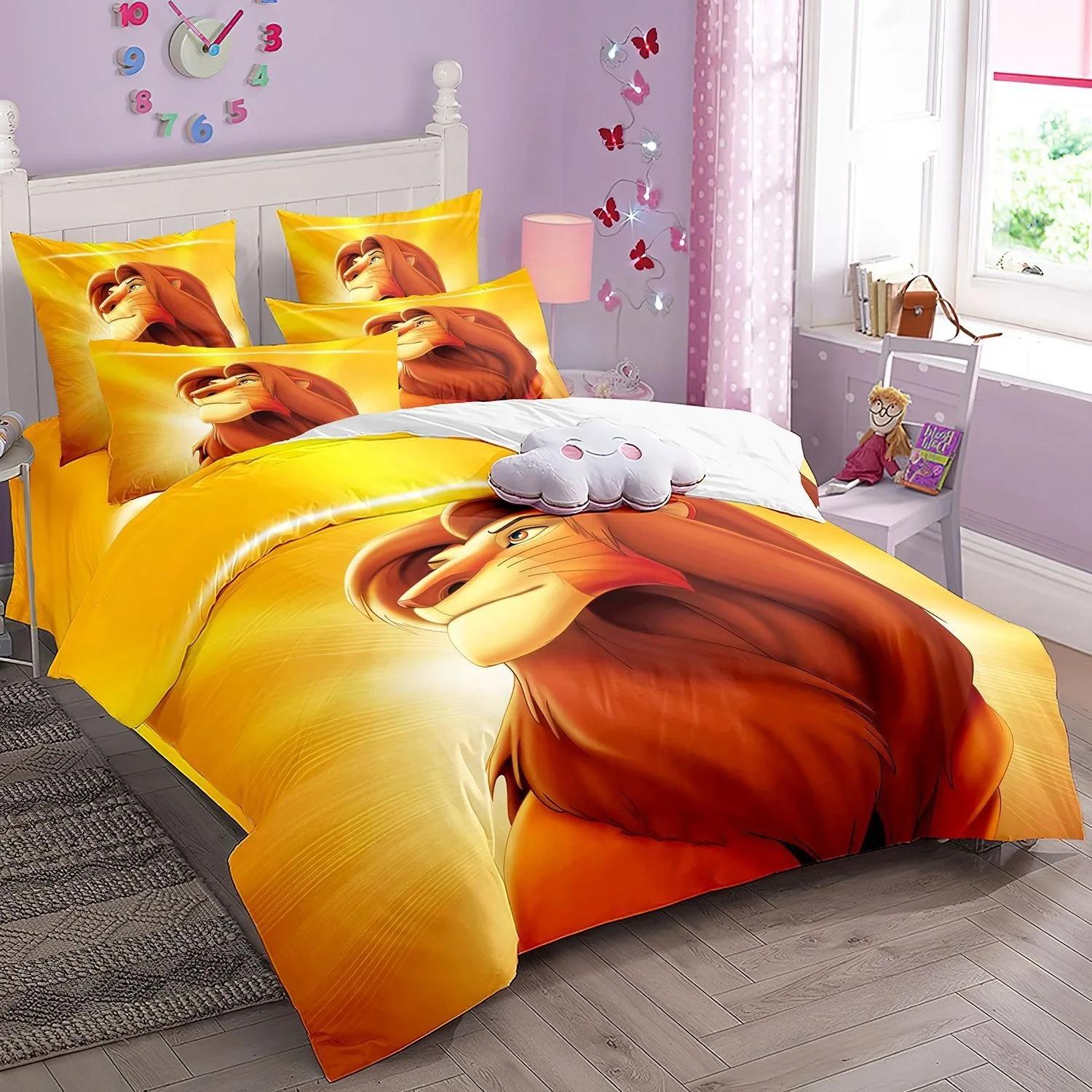 

Animation Lion Simba Duvet Cover for childrenThe Lion King Bedding SetTeen Boy Single Twin Size Bed Sets Bedspreads Gift EU Single(135*200cm)3pcs