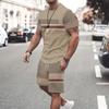 Completo estivo da uomo alla moda a due pezzi con stampa, composto da T-shirt a maniche corte con scollo rotondo + pantaloncini