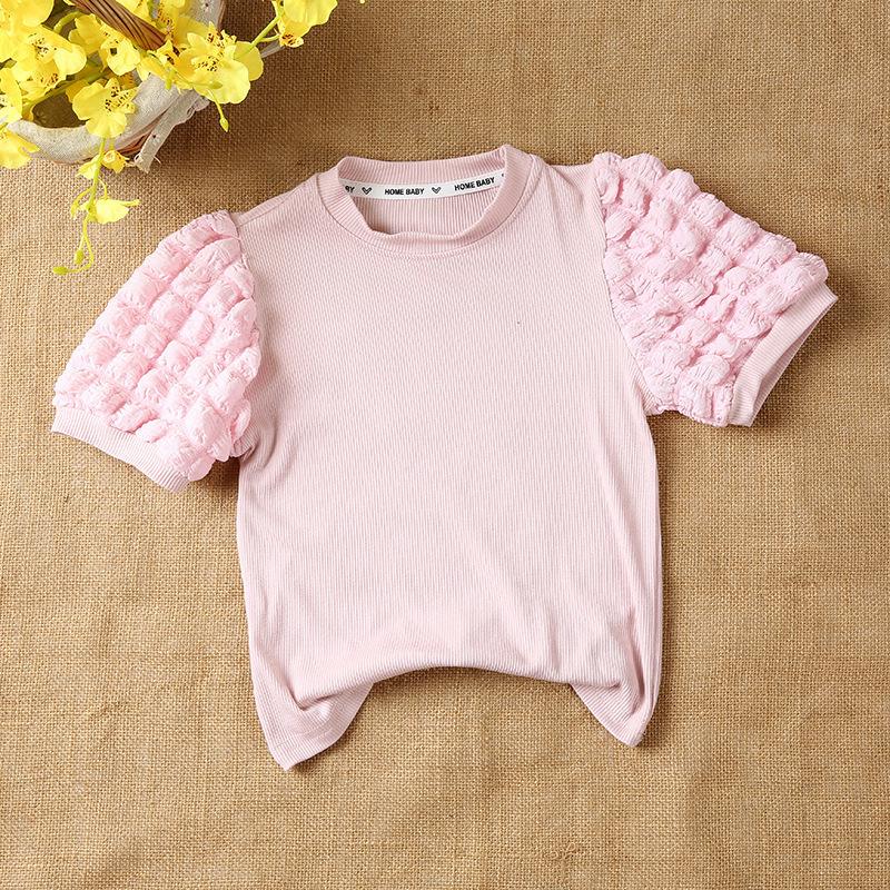 2025 Spring/Autumn Stylish Korean Bubble Sleeve Long-Sleeve T-Shirt for Girls