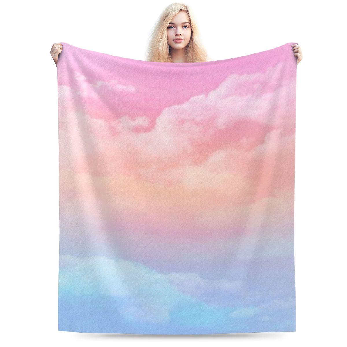 Pink Pastel Clouds Sky Inspirational Design Personalized Warm Decorate Home An UltraSoft Micro Fleece Blanket 75x100cm 30x40in