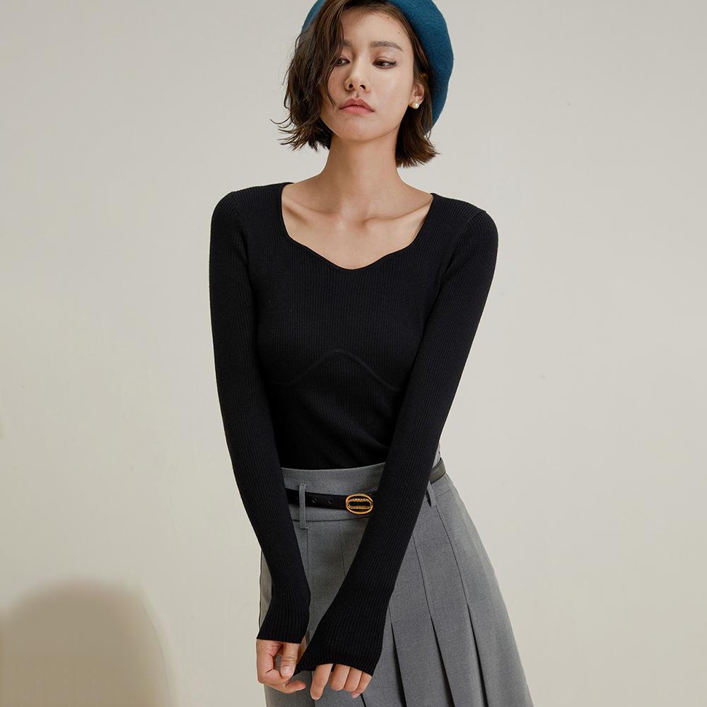 Laengsseon Ls_Square Collar Slim Knit Top