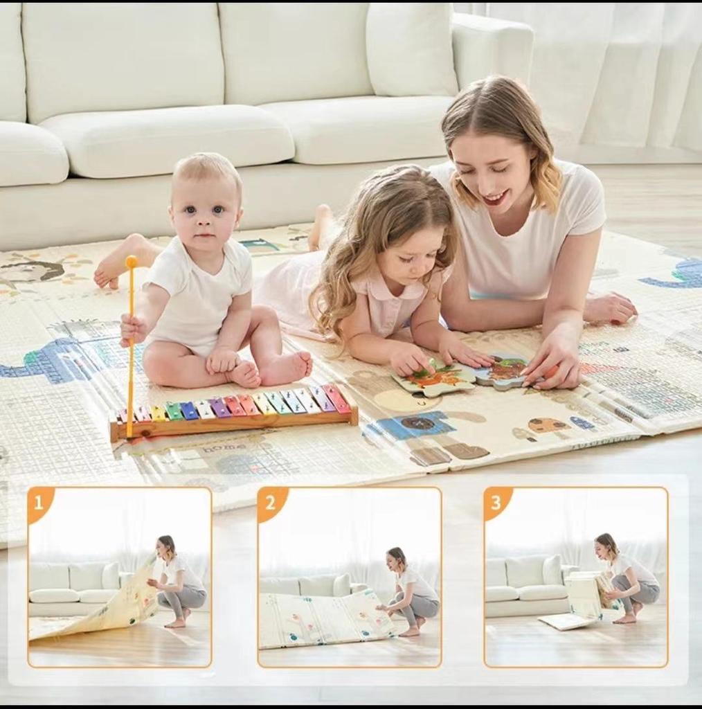 Foldable XPE Baby Crawling Mat: Thick, Odorless Foam Floor Mat for Infants.
