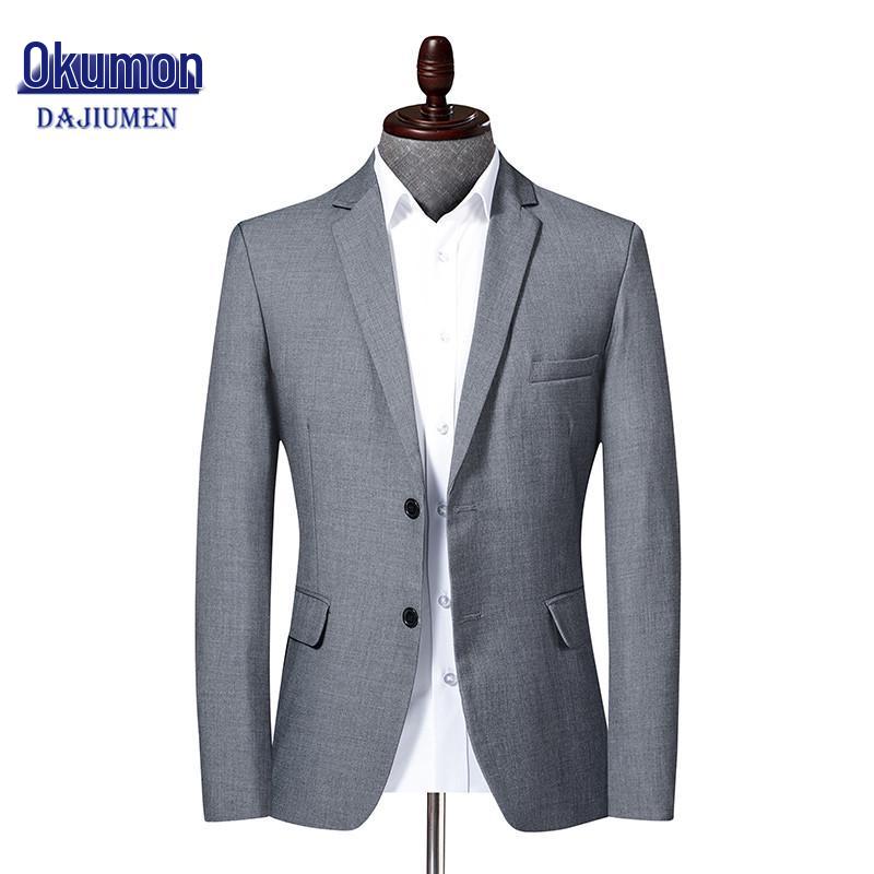 Men's Solid Color Slim Fit Blazer - Korean Style Casual Suit for Autumn & Spring