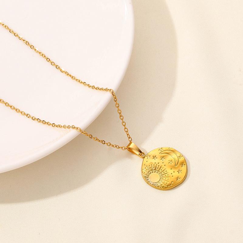 Sun Moon Star Jewelry Classic Stainless Steel Necklace 50cm Chain On The Neck Necklaces For Women Men Pendant Trendy Choker Gift