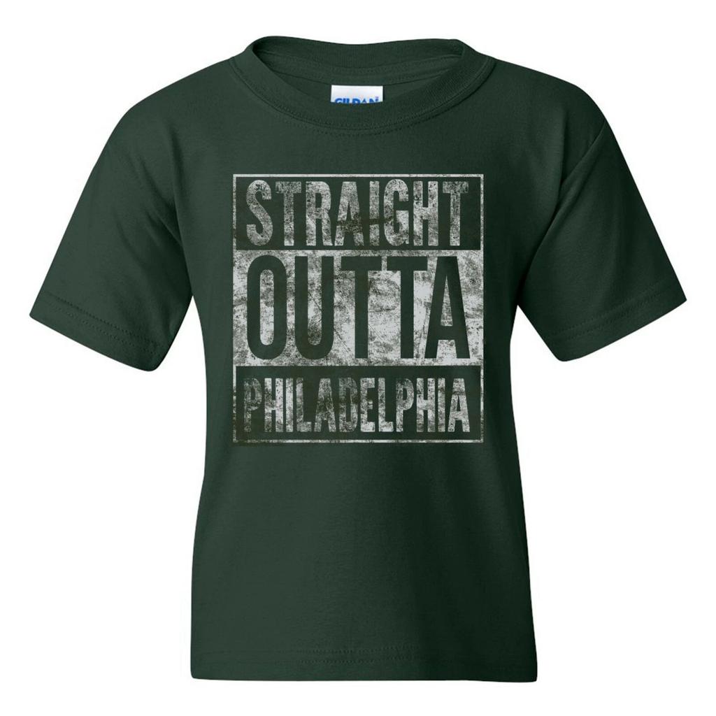 Straight Outta Philadelphia - Hometown Football Sports Youth T Shirt - Forest