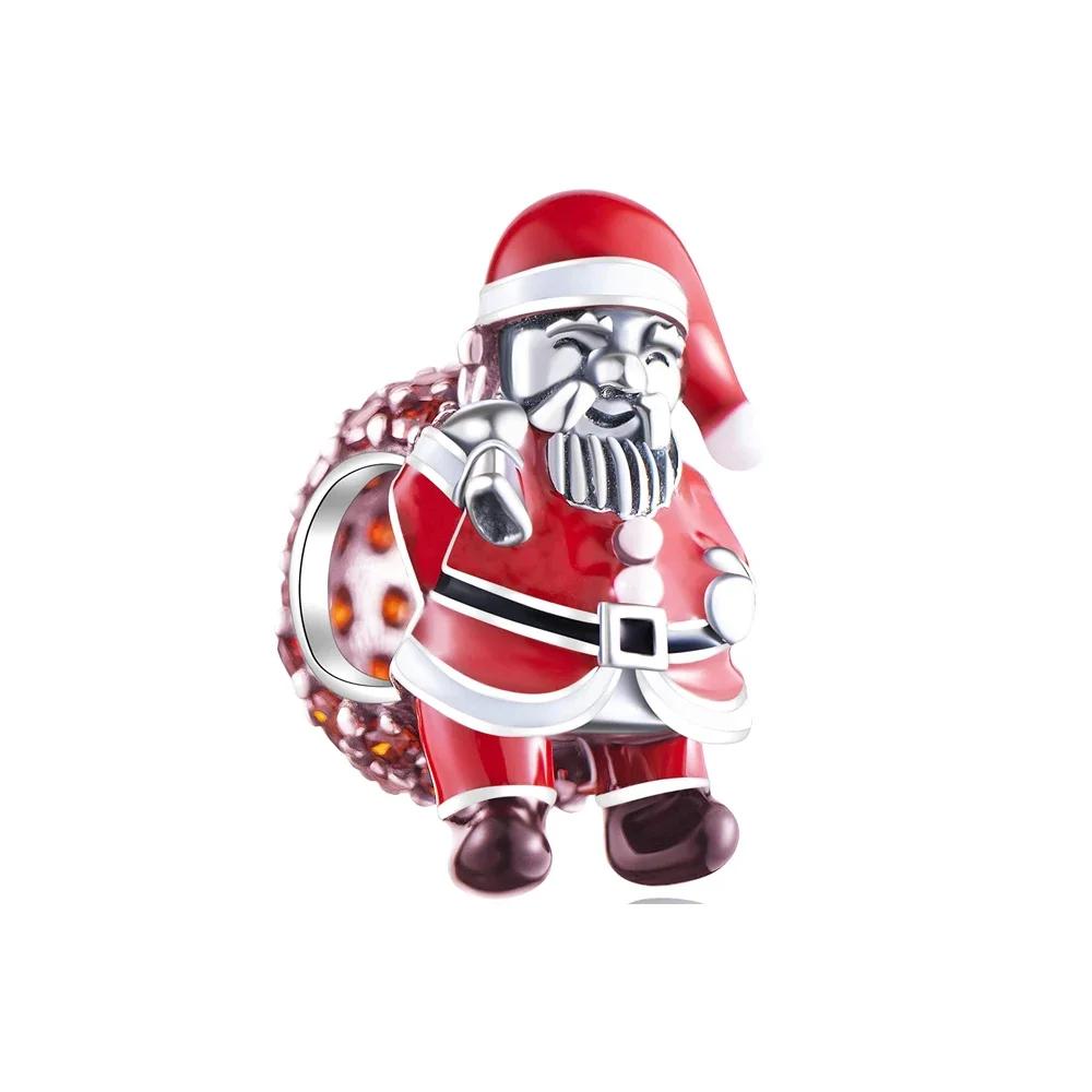 Red Santa Claus White Snowman Snowflakes Gift Boots Original Copper Charms Beads Fit Bracelet Jewelry Women Diy