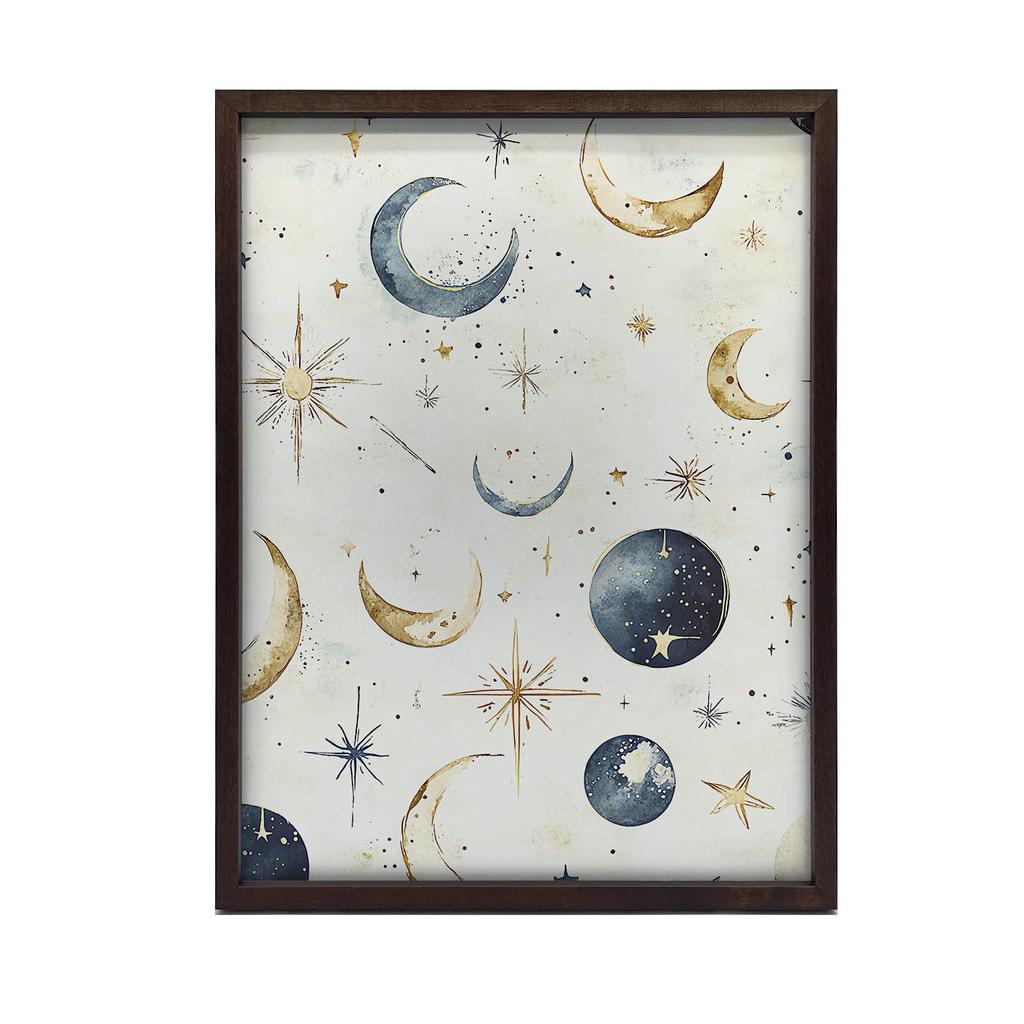 Plakat Księżycowa Harmonia Plakat Księżycowa Harmonia, 70X100 Cm, Rama Drewniana Jasny Dąb, Papier Matowy 230 Gsm