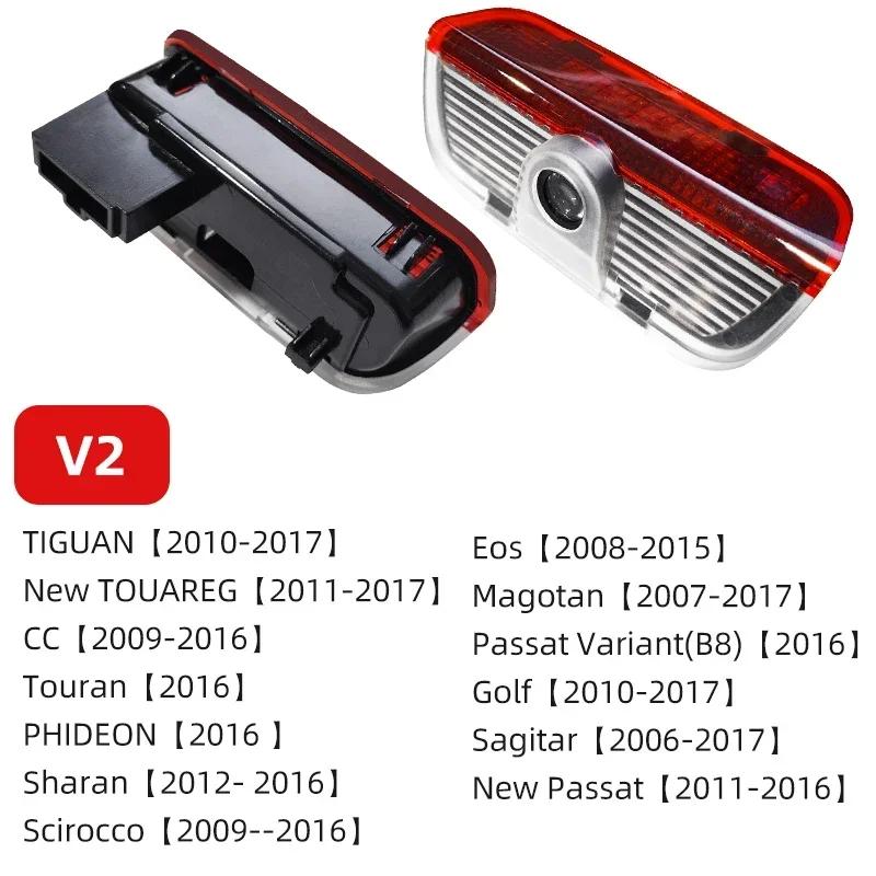 New 2pcs LED Car Door Logo Welcome Light Ghost Shadow Courtesy Projector For Volkswagen Sagitar Passat TIGUAN TOUAREG Toura
