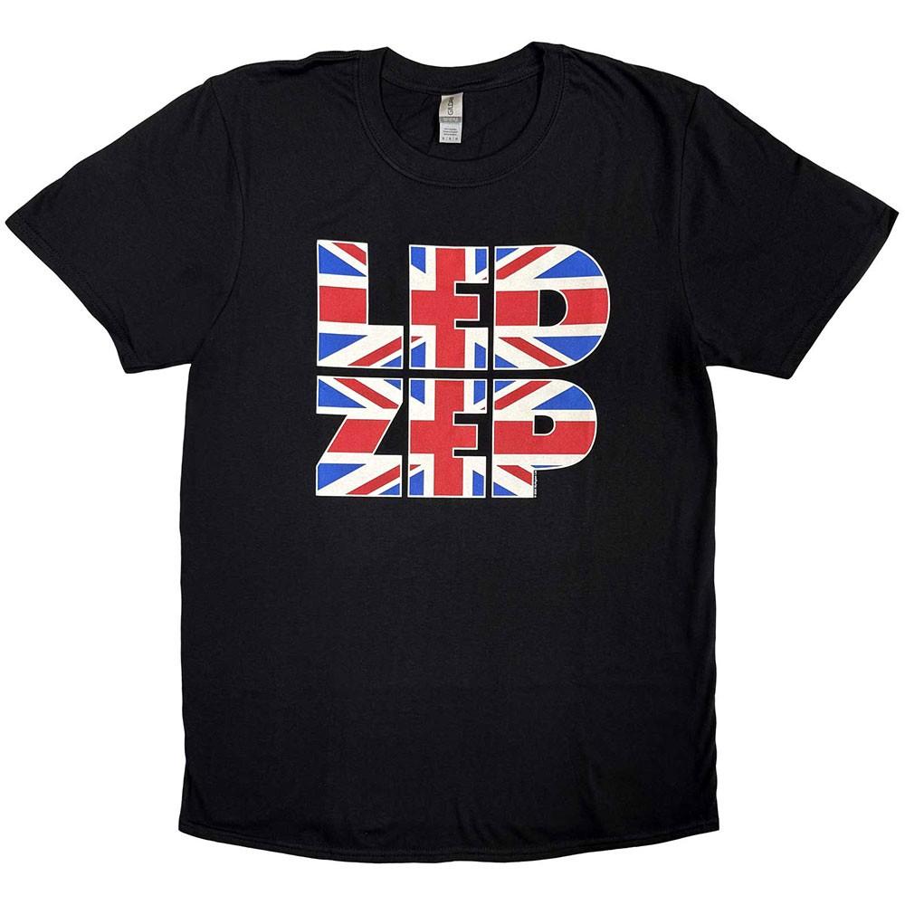 Led Zeppelin T Shirt Union Jack Type Band Logo New Official Mens Black