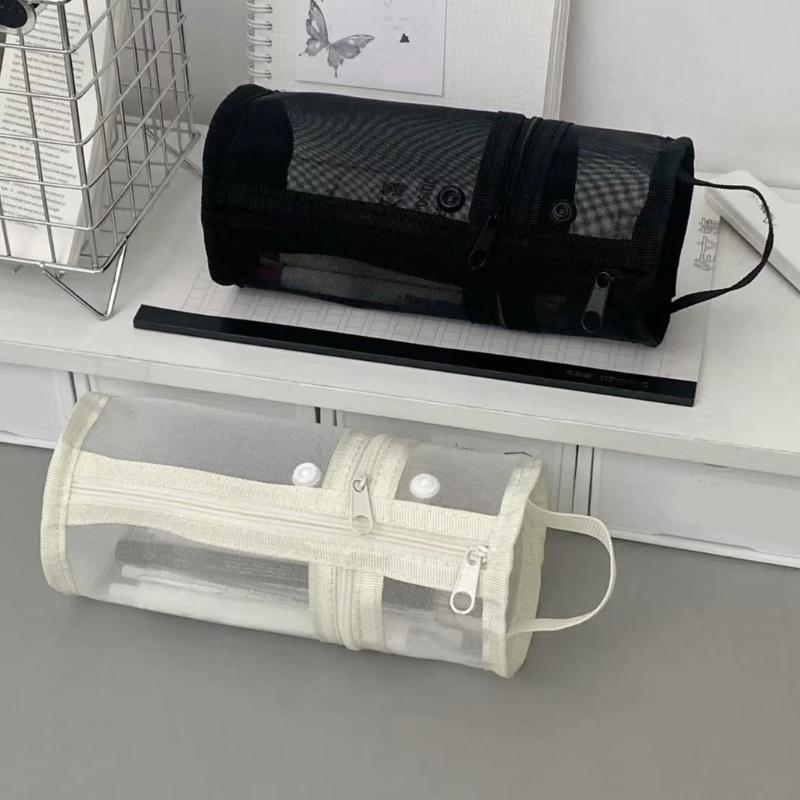 Large Capacity Pencil Bag Cylindrical Pencil Case Pen Pouch Clear Pencil Pouch Pen Case School Office Supplies