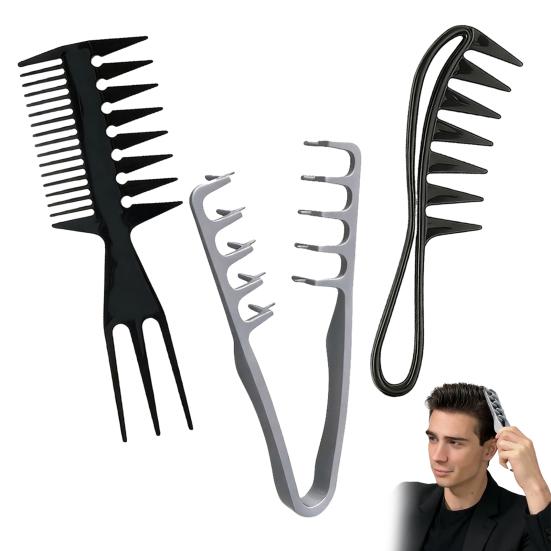 Kit de Pentes para Modelar Cabelo 2/3 Peças Homens Mulheres Volume Instantâneo Textura Pente Todos os Tipos de Cabelo Pente Volumoso de Dentes Largos