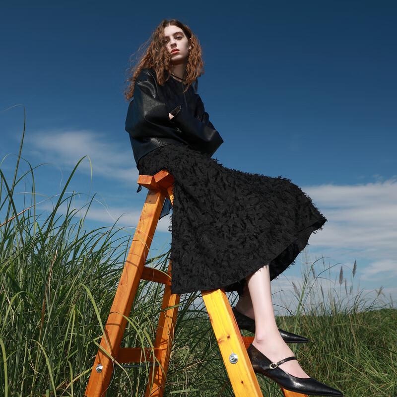 SanCai Women s Feather A-Line Long Skirt XL