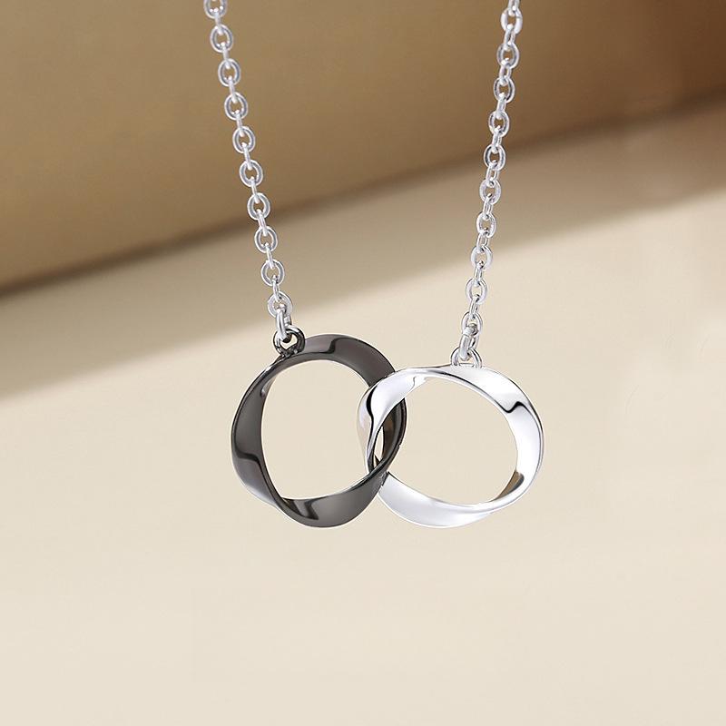 Mobius Ring Couple Necklace Female Collarbone Light Luxury Niche Pendant Birthday Gift for Male Girlfriend