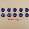 M6 Stainless Steel Hex Nuts, Flanged Locknut, Partially Threaded, for Motorcycle and Electric Vehicle Modification, Blue and Yellow Design