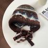 Fair Island retro knitted bag hat women's new autumn and winter face small warm and cold ear protective wool hat