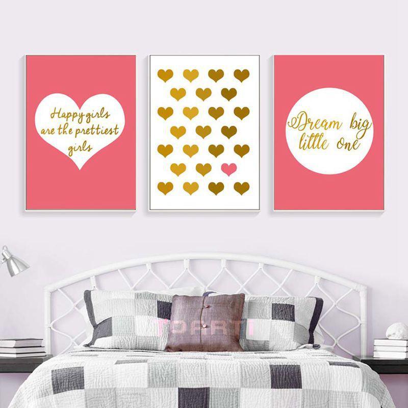 Valentine's Day Love White Gold Letter Decorative Painting Poster Bedroom Living Room Canvas Painting Cuadros Decoracion Salon