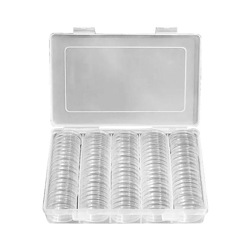 100pcs 25mm Transparent Coin Holder Capsules Storage Box Round Display Case for Coin Collection Supplies Protective Case 1