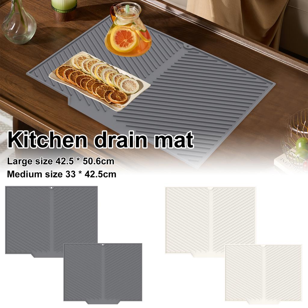 Kitchen Dish Drying Silicone Mat Raised Stripes Outlet Design Countertop Sink Draining Pad Non-slip Tableware Insulating Mat