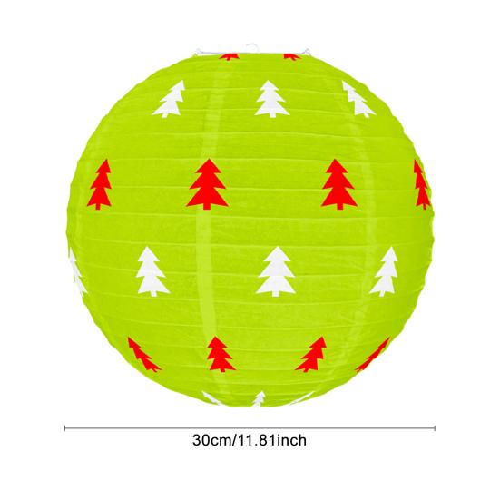 Red And Green Paper Lantern 12 Inches Christmas Hanging Round Lantern for Indoor Outdoor Holiday Ceiling Decor