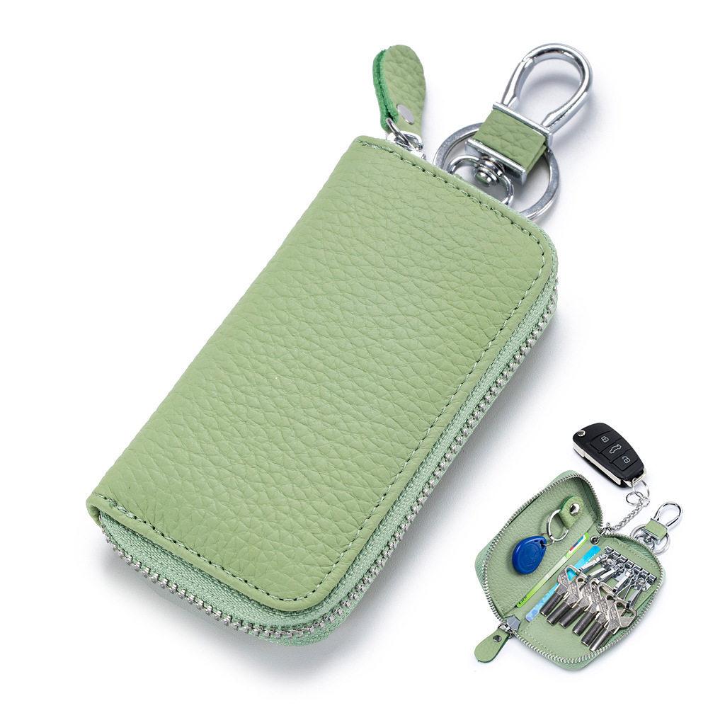 Genuine Leather Multifunctional Zipper Lock Car Key Case