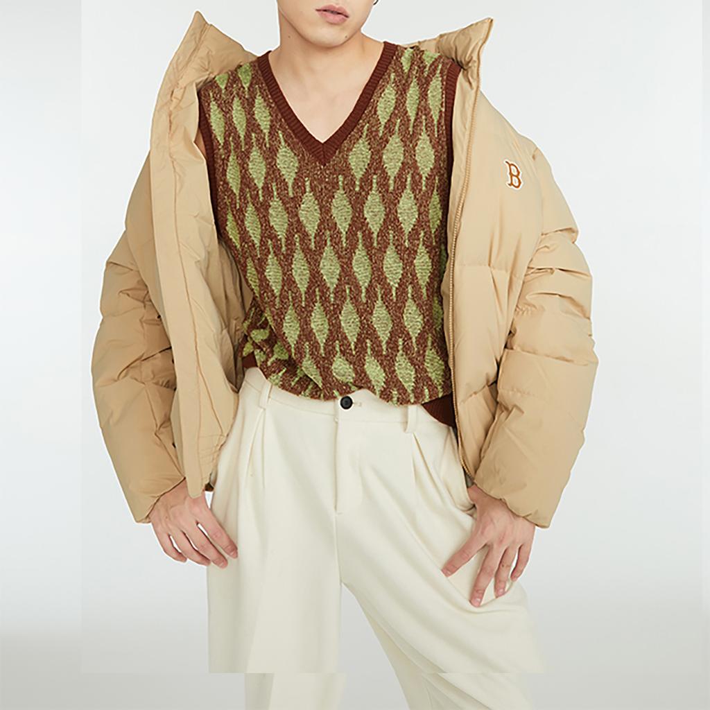 New MLB Down Jacket Unisex Linen Beige Yellow 3ADJB0336-43BGM