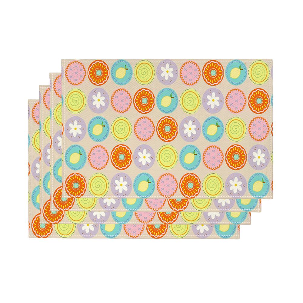 4pcs Sweet Treats Placemats Cupcake Donut Ice Cream Print Washable Table Mats for Kids Party Café Kitchen Decor 4PCS