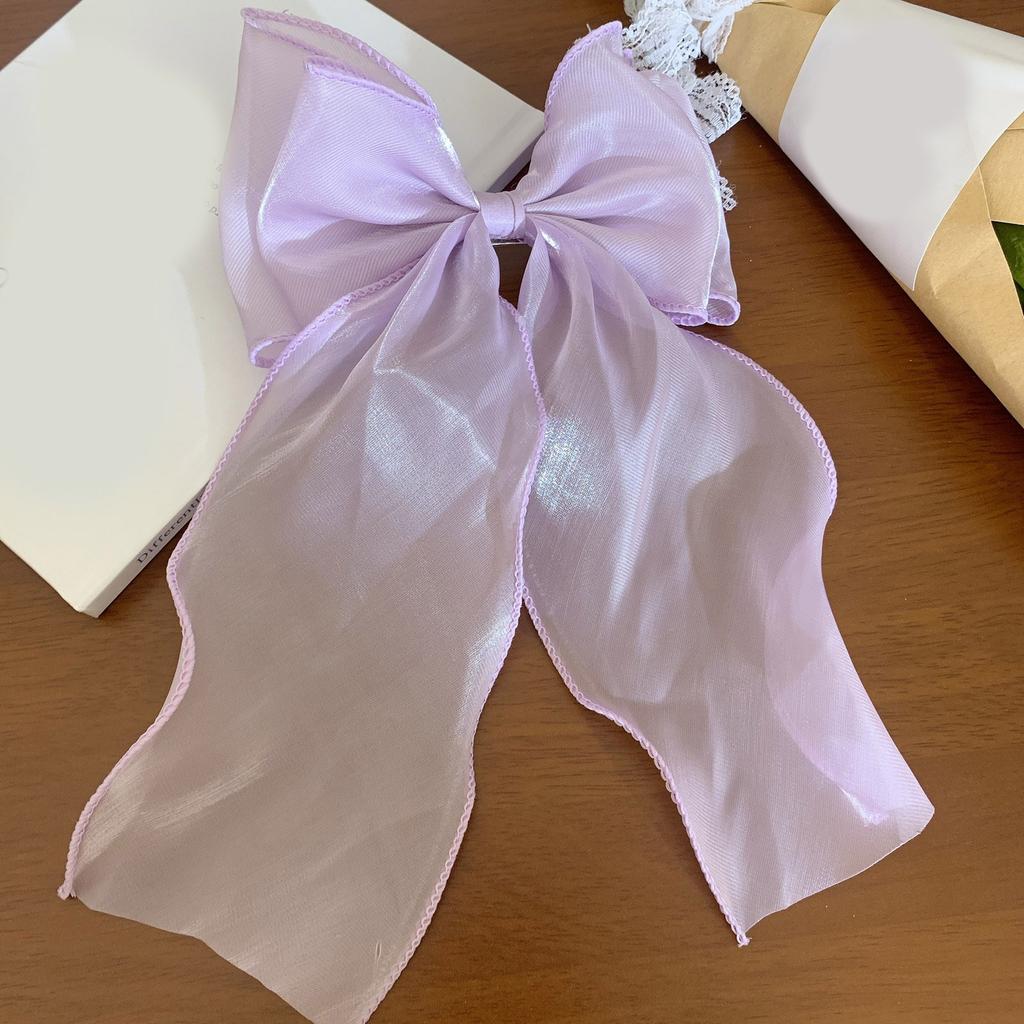 Tulle Hair Bows Large Bowknot Hair Clip For Girls Comfortable Secure Grip Hair Styling Accessories with Long Tail