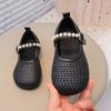 New Korean Style Girls' Fashion Versatile Pearl Shallow Mouth Soft Sole Leather Shoes In Autumn