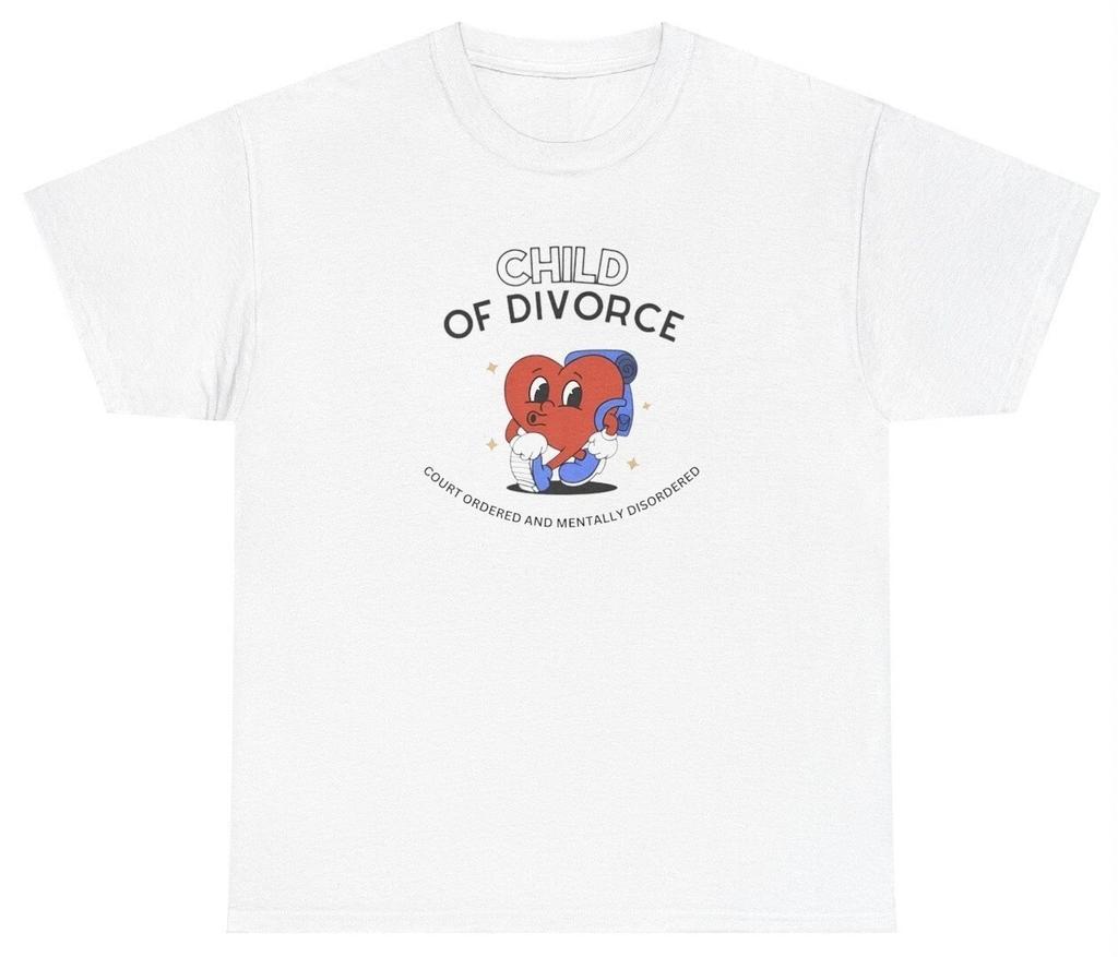 Child Of Divorce T Shirt Funny Dark Humor Mental Health Parent Trauma Y2K Tee