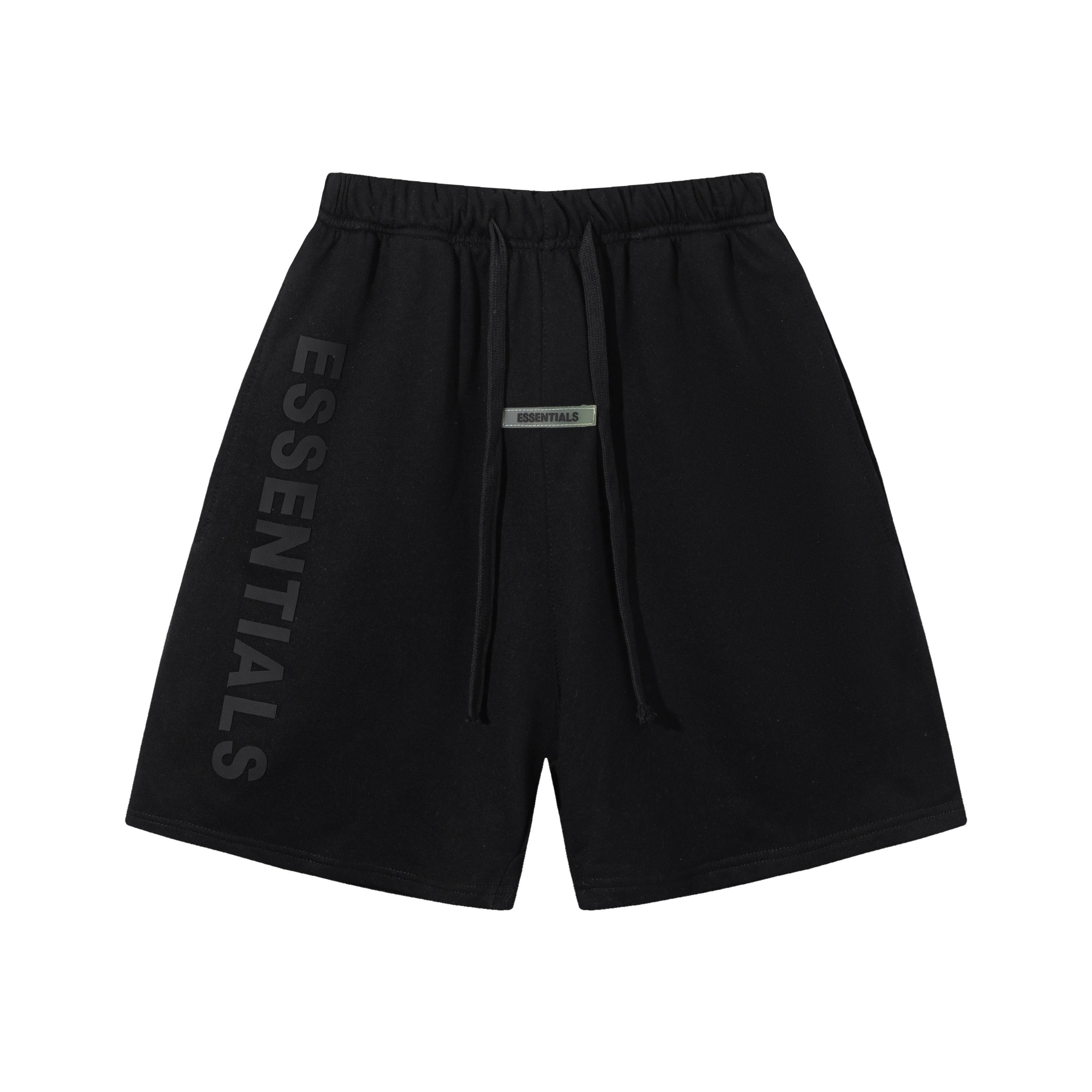 Fear Of God Essentials Vertical Letter Print Sweat Shorts Unisex Loose Cotton Drawstring Casual Sports Shorts 5 Colors S