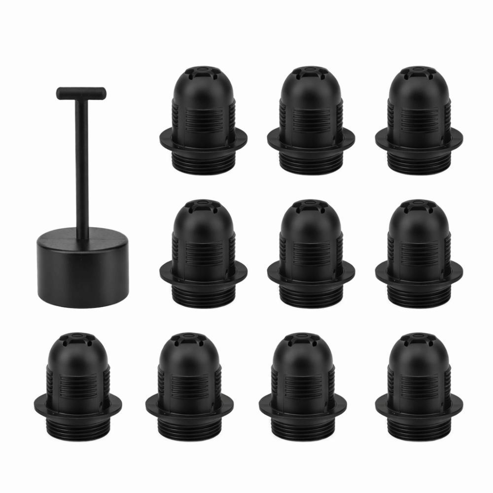 

10PCS Black Lamp Holder E27 Lamp Socket Practical Bulb Base Socket Bulb Installation чорний