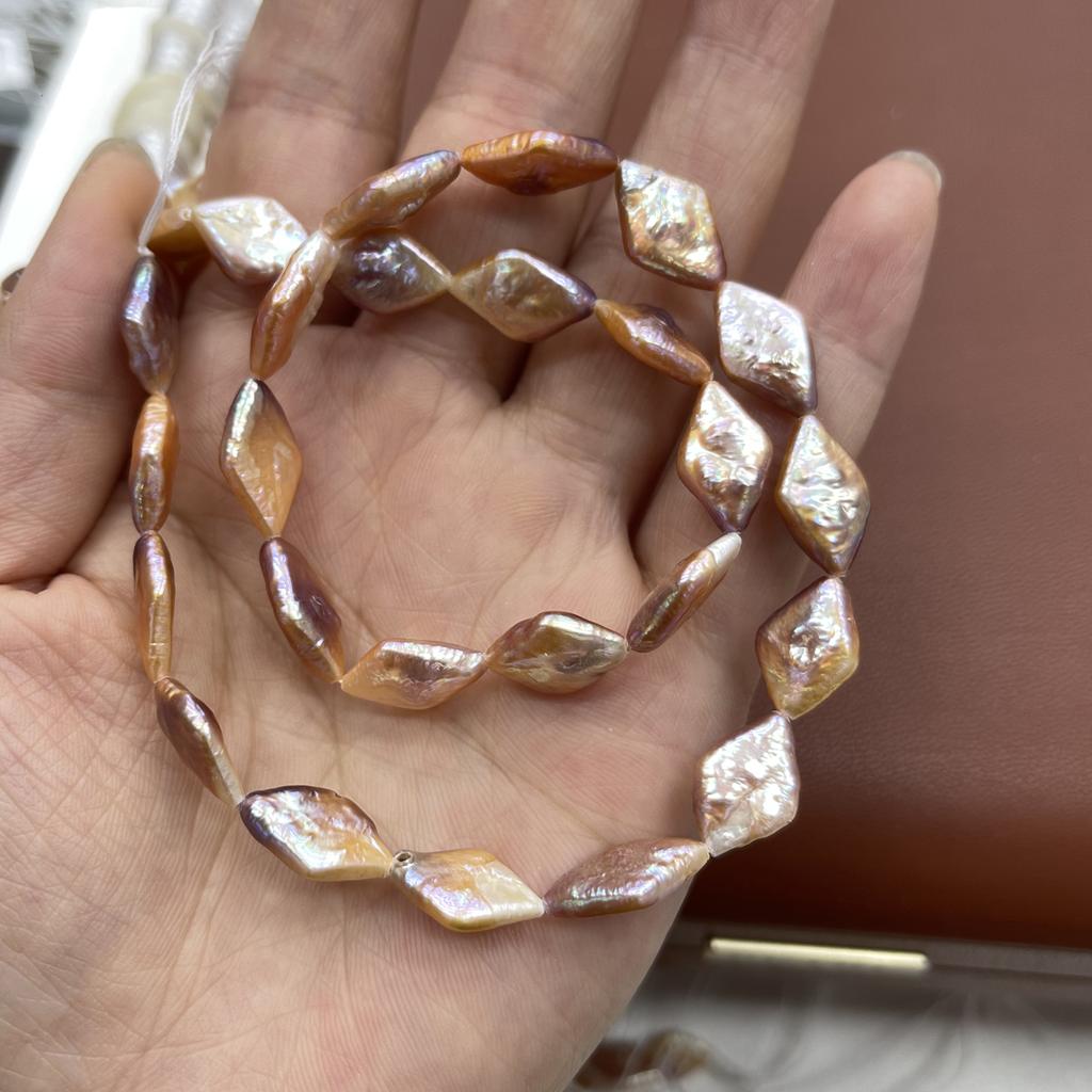 1String, Natural Freshwater Pearls, 8×14mm, Handmade Rhombus Pearl Beads for Jewelry Making DIY, Cheapest Items Available 36cm